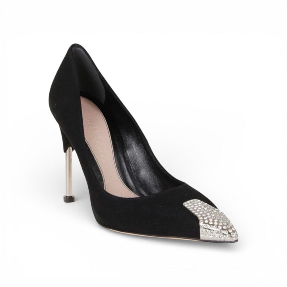 Alexander McQueen Crystal Cap Toe Metal Heel Pumps – Black – 36 / US 6 – NWT